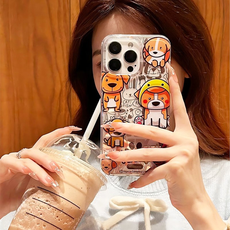 【防刮痕】光亮冰雪白鏡面金iPhone 15 Pro/15 ProMax手機殼 - 手機殼/手機套 - 塑膠 橘色