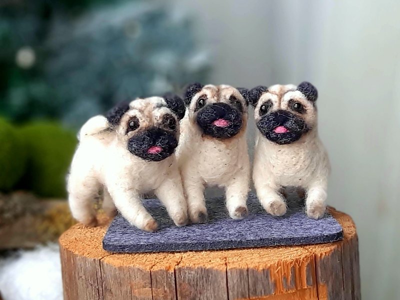 Customized pet Needle felted doll animal Healing small wool cats and dogs - 公仔模型 - 羊毛 