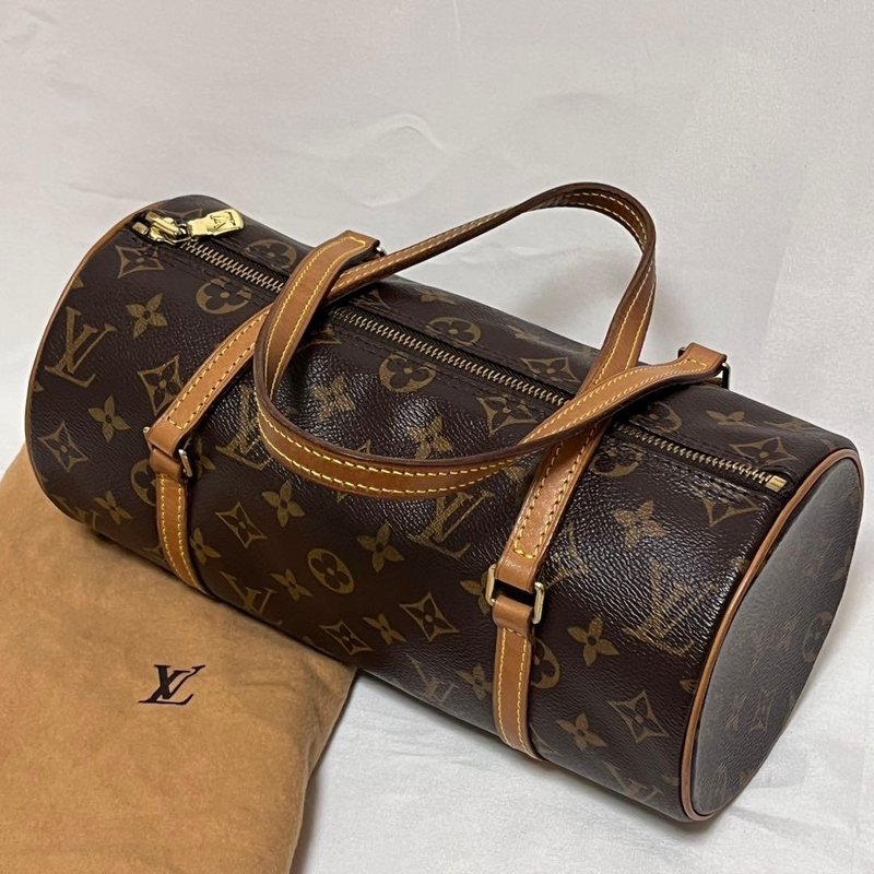 正品 Louis Vuitton 路易威登 Papillon 26 手提包 Monogram PVC 皮革 棕色 M51386 二手 - 手袋/手提包 - 其他材質 