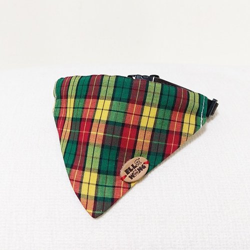 Ella Wang Design Ella Wang Design Scarf 寵物 紅 黃 格紋 領巾 貓 狗