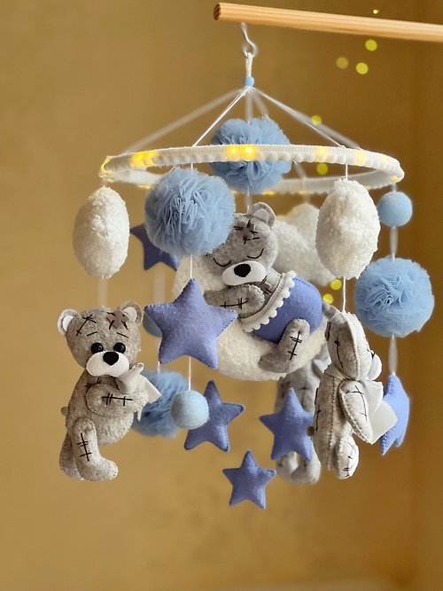 MobileForBaby 熊移動音樂移動嬰兒床嬰兒淋浴禮物托兒所移動熱氣球