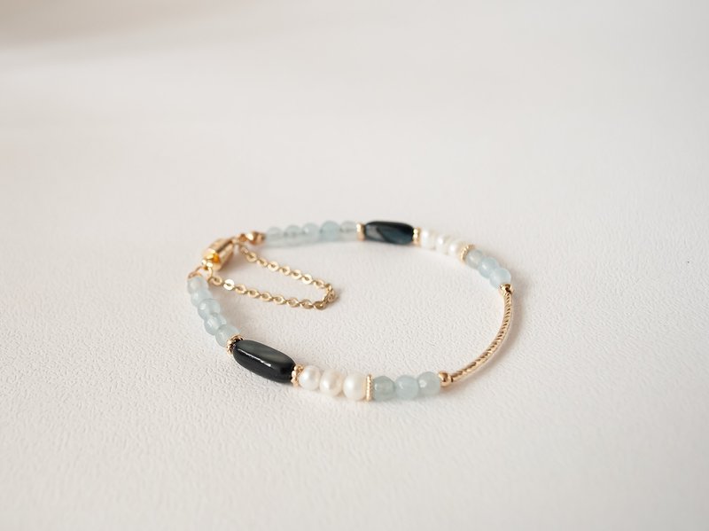 La Don - Ocean Elf Natural Stone Pearl 14K Gold-Filled Bracelet - Bracelets - Semi-Precious Stones Blue