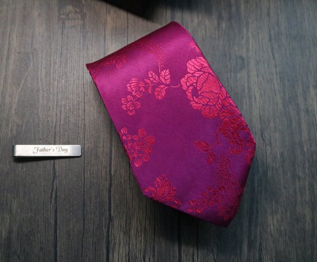 ローズレッドシルクフラワーネクタイ100%シルクtieギフトボックス入