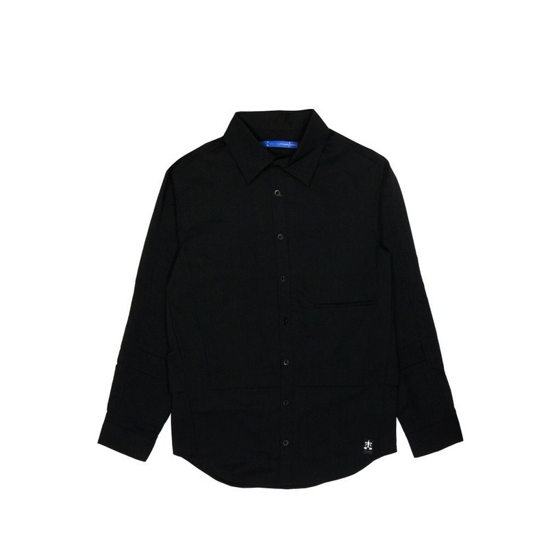 Trompe l'oeil Long Sleeve Shirt - Black - Men's Shirts - Cotton & Hemp Black