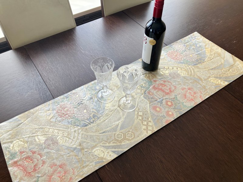 着物 帯 テーブルセンター TC011 - 桌布/桌巾/餐墊 - 絲．絹 白色
