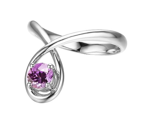 Majade Jewelry Design 簡約紫水晶婚戒 14K金求婚戒指 極簡主義白金戒指 別緻結婚戒指