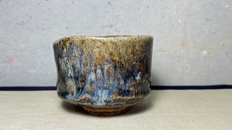 Tea bowl/rock mine/firewood/Yang Boyong/falling ash/blue - Teapots & Teacups - Pottery 