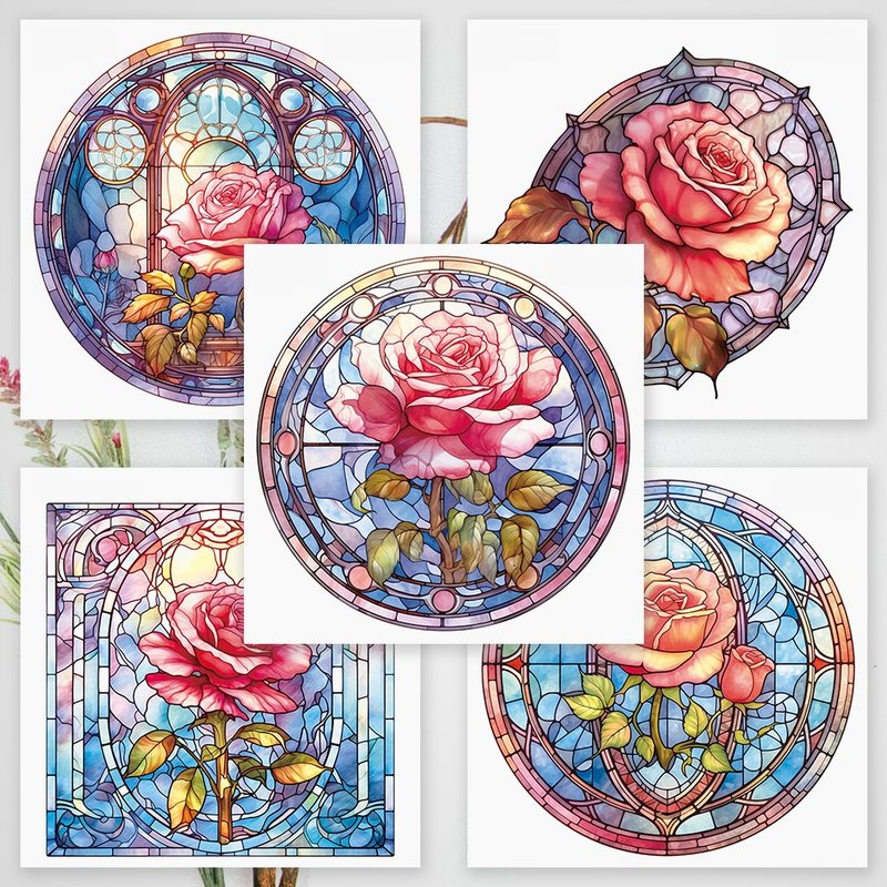 Rose Glass Sticker 5types (honne market) - Stickers - Paper Multicolor