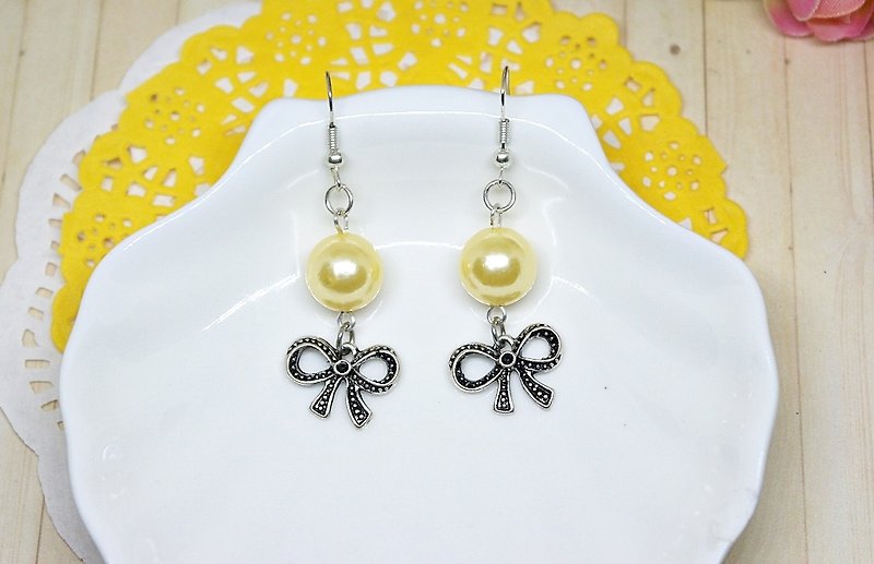 Alloy*Yellow Bowknot*_Hook Earrings➪Limited X1 - Earrings & Clip-ons - Other Metals Yellow