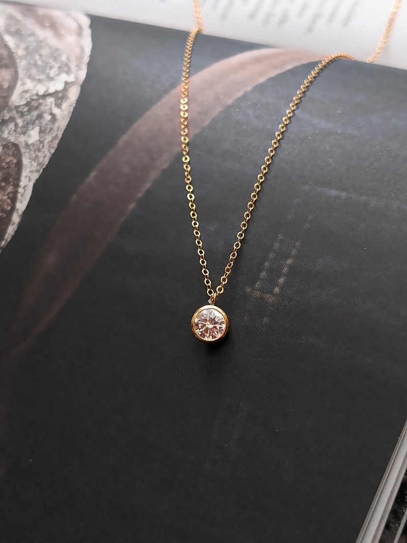 Other Metals Necklaces Gold - Large Single 5A Zircon Pendent With 14K Gold Filled Dainty Necklace