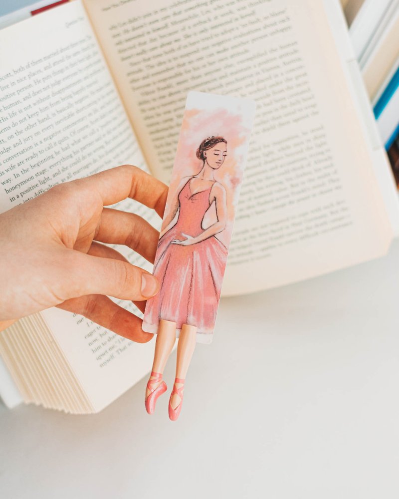 New Ballerina Bookmark Gift for Girl (Pink) - 書籤 - 黏土 粉紅色