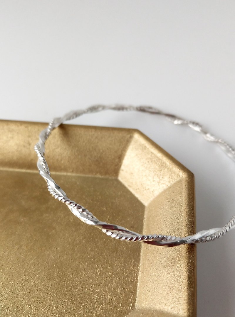 Sterling Silver Bracelet Square Line Twist Bracelet - Bracelets - Other Materials Silver