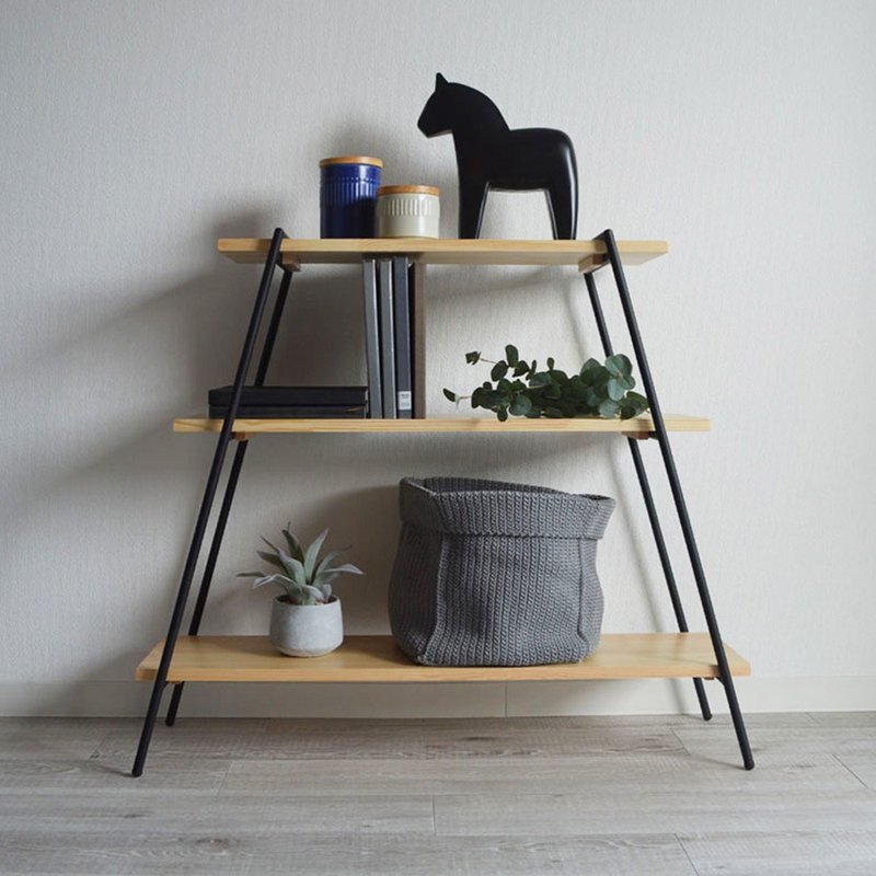 Japan COLLEND IRON solid wood steel three-tier shelf-2 colors optional - ชั้นวาง/ตะกร้า - โลหะ สีนำ้ตาล