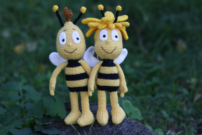 Set of two bees, Crochet bee toy, handmade amigurumi bee, crochet bee - 寶寶/兒童玩具/玩偶 - 羊毛 