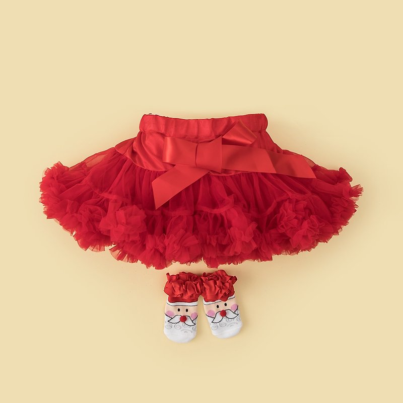 グッドデイ開花クリスマスベイビーガールペチスカートギフトボックス（リトルレッドライディングフードペチスカート+ベビーソックス）はクリスマスギフトを交換します - 出産祝い用贈物 - コットン・麻 レッド