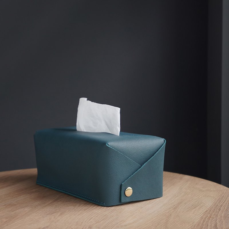 Gentleman Sanitary Tray | Facial Paper Cover | Turkish Blue - Tissue Boxes - Genuine Leather Blue