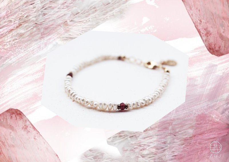 January birthstone-Garnet red pomegranate pearl series bracelet - Bracelets - Gemstone Red
