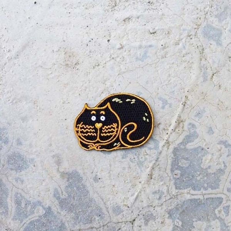 Embroidered patch of jeep cat in a daze and smirk - Other - Thread Black