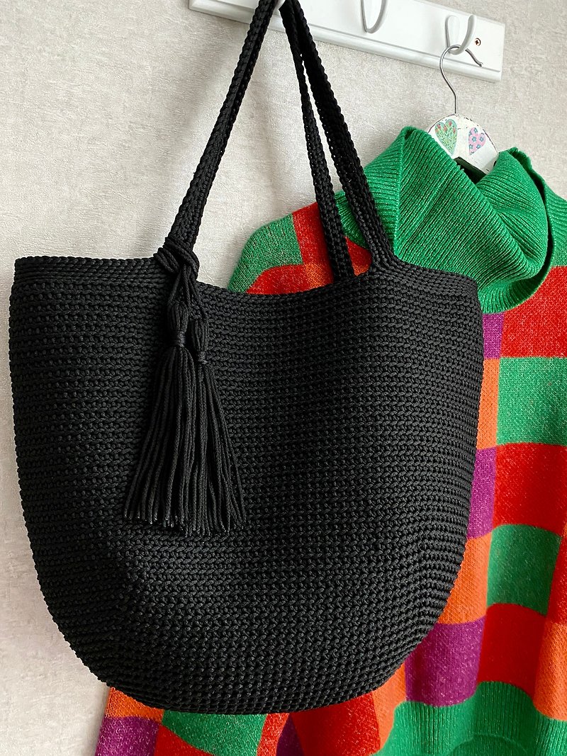 Crochet Tote Bag, Large Crochet Bag, Reusable Grocery Bag, Beach Bag Crocheted - Handbags & Totes - Polyester Multicolor