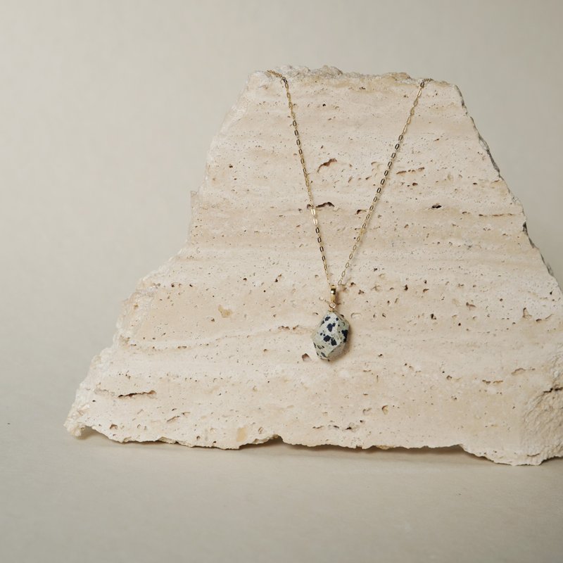 One-of-a-kind K10YG natural stone necklace [Dalmatian Stone] - Necklaces - Stone Multicolor