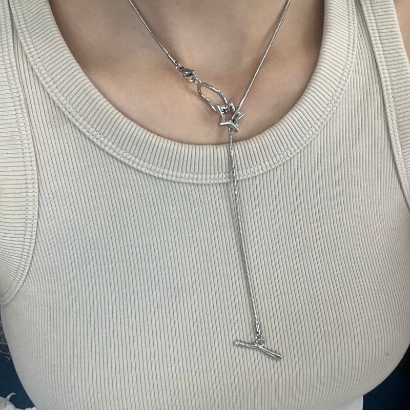 漣漪 - ロック シンプルOTネックレス - ネックレス - ステンレススチール 