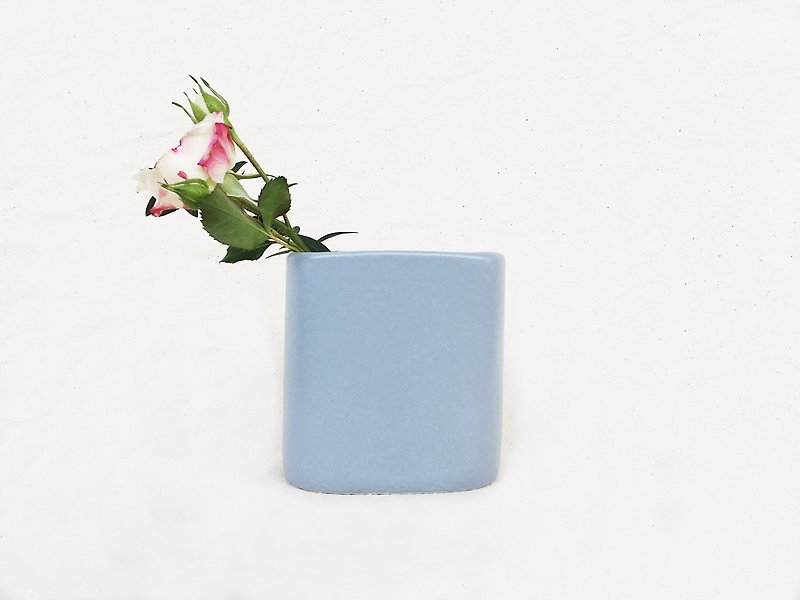Nordic wind square ceramic flower - light gray (short section) - Plants - Porcelain Silver
