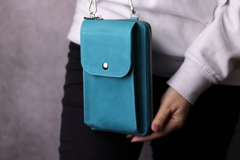 Leather Crossbody Bag for Women/ Mini Messenger Bag/ Shoulder Wallet for Phone - 側背包/斜孭袋 - 真皮 多色