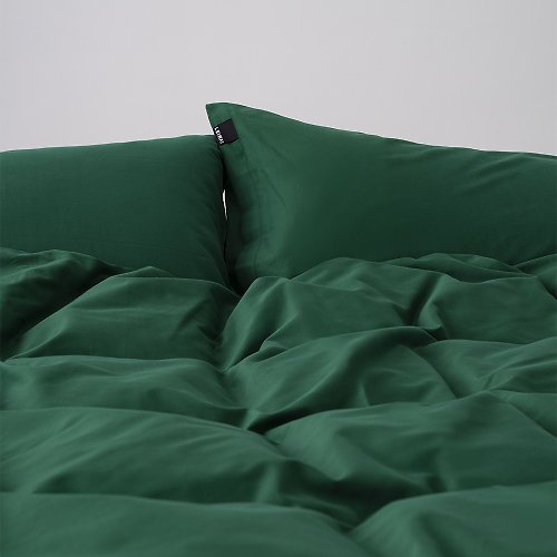 LEIWAI 類外 冷杉綠60支柔軟親膚純棉床包床單枕頭套被套雙人床四件套