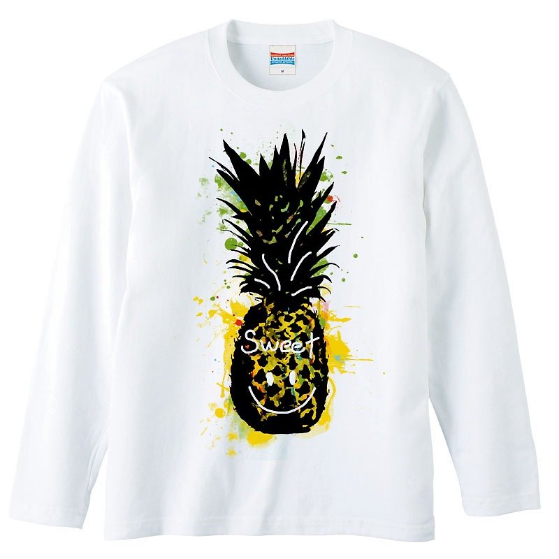 Long sleeve T-shirt / Sweet pineapple - Men's T-Shirts & Tops - Cotton & Hemp White