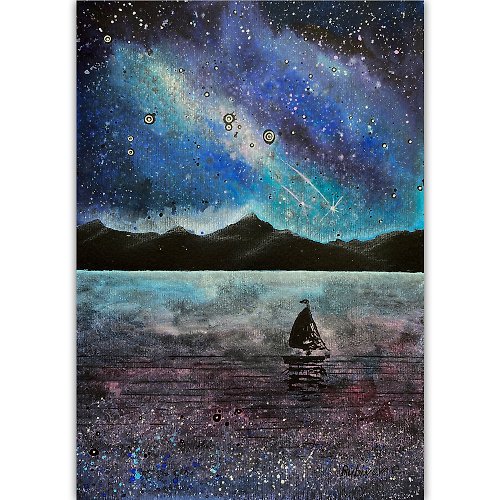 Rubinova Art 帆船绘画、原创艺术、夜空艺术、海景艺术, 掛畫