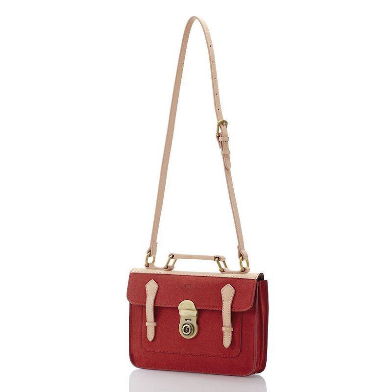 Pink suede MF leather business type bag - small - กระเป๋าแมสเซนเจอร์ - วัสดุอื่นๆ สึชมพู