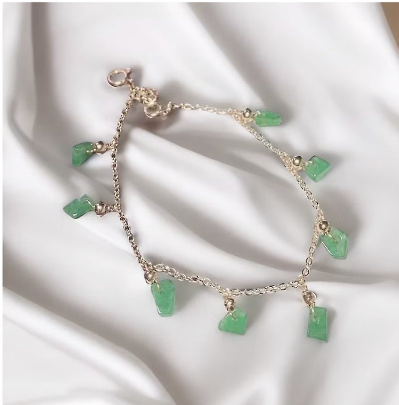 Bingyang Green Jadeite Shape Design Bracelet 14K Gold Filled | Natural Burmese Jade A Grade Jadeite | Gift - สร้อยข้อมือ - หยก สีเขียว