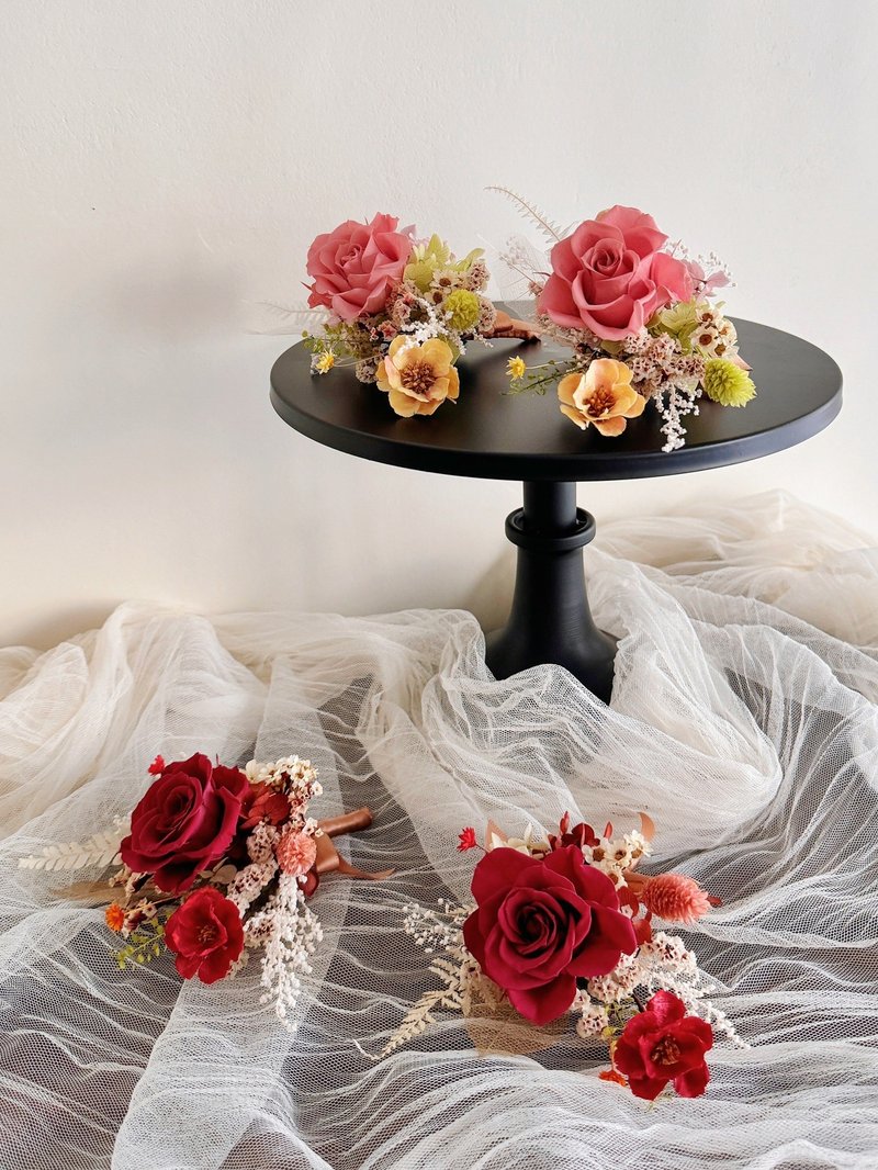 Red and pink eternal corsage wedding corsage reception corsage can be customized - Corsages - Plants & Flowers Multicolor