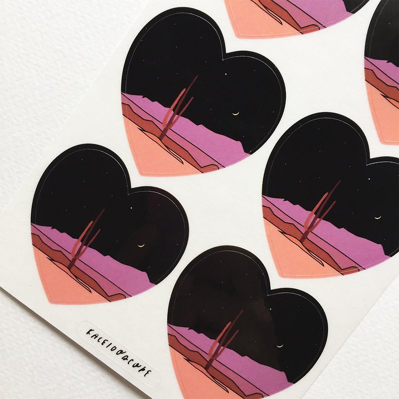 Landscape Vinyl Sticker - Arizona Cactus & Moon ::  WILD  AT  HEART  COLLECTION - Stickers - Waterproof Material Purple
