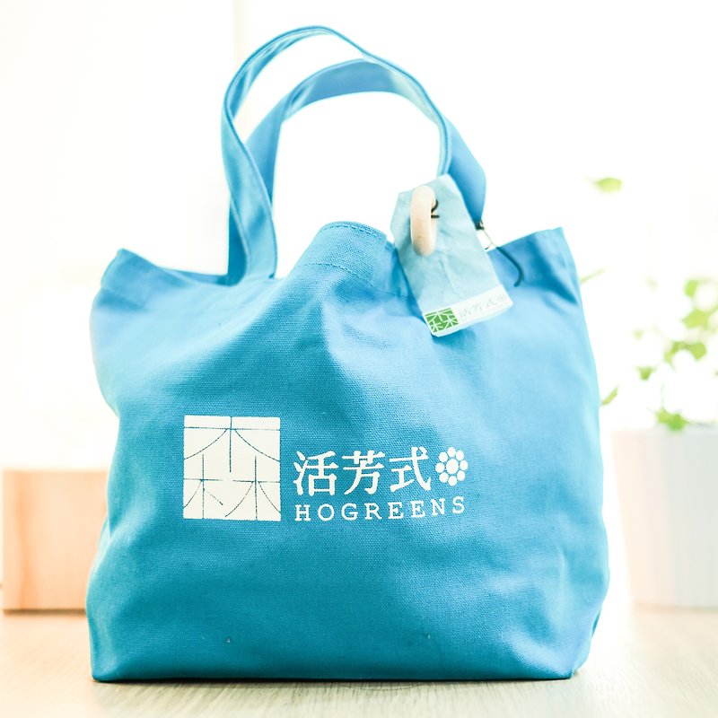 Donut Canvas Bag (Blue) - กระเป๋าถือ - ผ้าฝ้าย/ผ้าลินิน สีน้ำเงิน