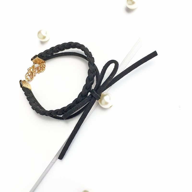 Handmade Double Braided Stylish Bracelets Rose Gold Series–black limited - สร้อยข้อมือ - วัสดุอื่นๆ สีดำ