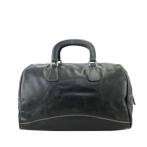 PRADA プラダ ボストンバッグ　ヴィンテージレザー 中古・古着通販】PRADA (プラダ) レザーボストンバッグ ブラック