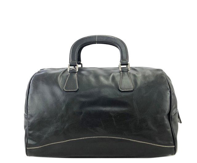 プラダ　ビンテージ　ブラックレザー ボストンバッグ 中古・古着通販】PRADA (プラダ) レザーボストンバッグ ブラック