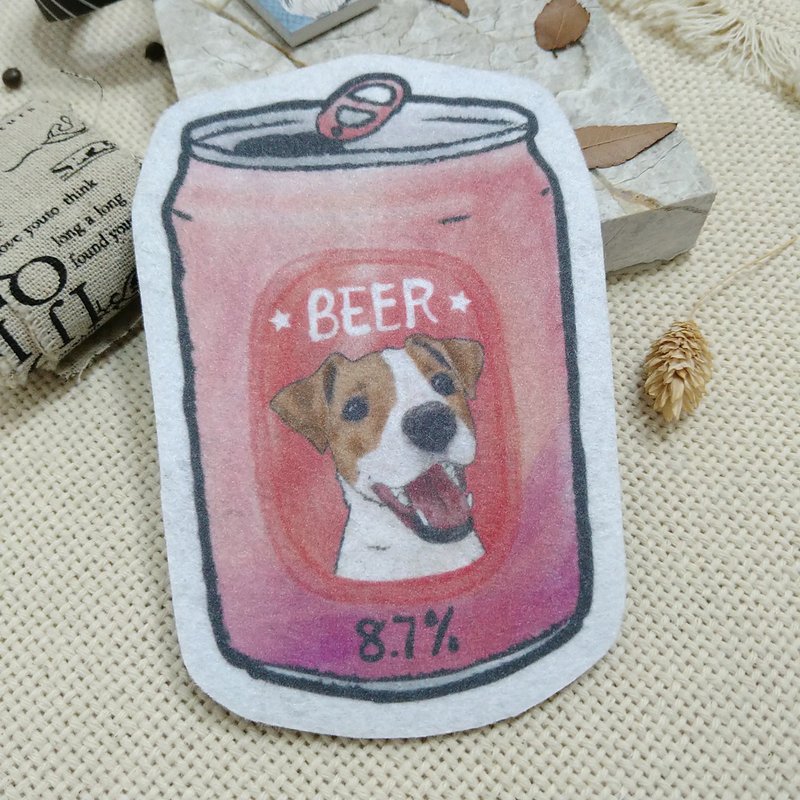 Jack Russell-beer-non-woven coaster-absorbent coaster - Coasters - Polyester 