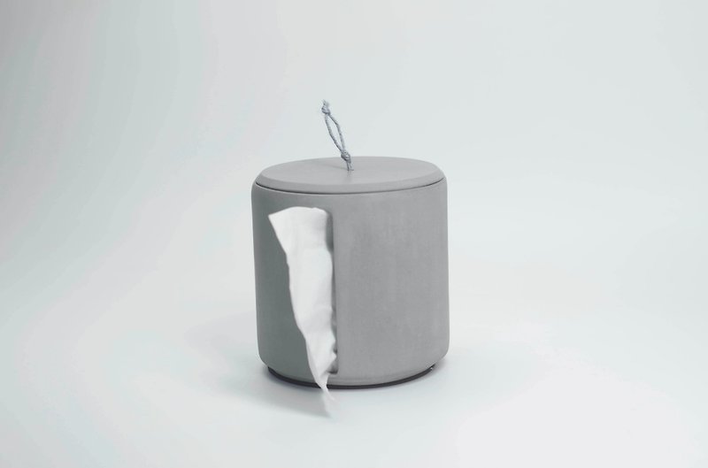 Clean Cement paper box toilet paper box napkin storage wabi-sabi aesthetics - กล่องทิชชู่ - ปูน สีเทา