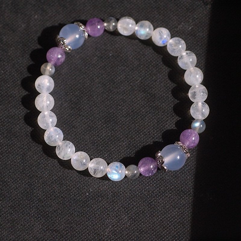 Blue Chalcedony*Lavender Amethyst*Labradorite * Moonstone bracelet - Bracelets - Gemstone White