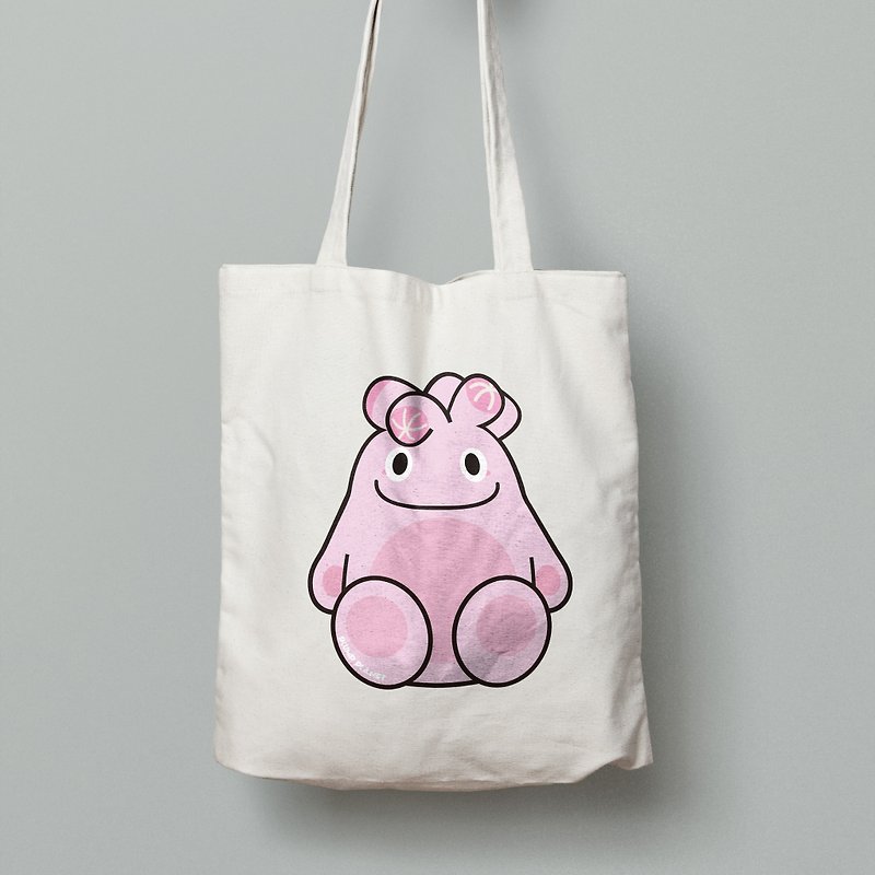 【Plump Planet Friends】Tote bag | Sakura Yulu - Messenger Bags & Sling Bags - Cotton & Hemp Pink