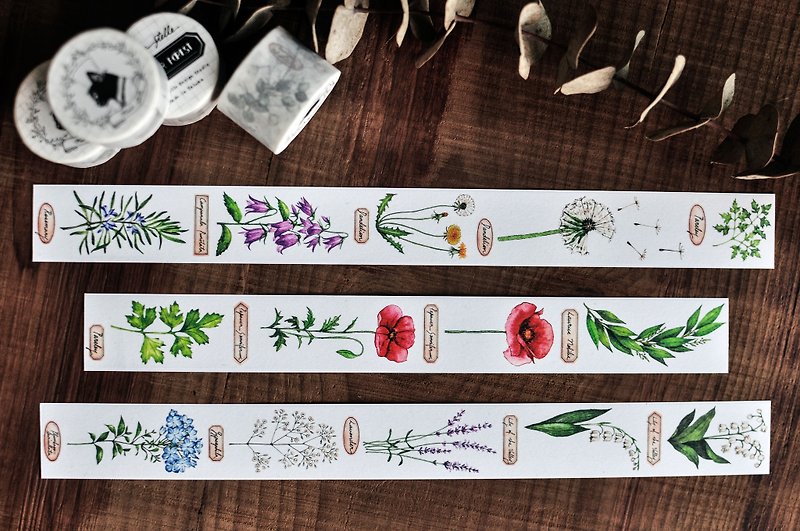 夏の森林のマスキングテープ - 採集した植物/標本/手帳ゆる友/ 3.5cm - マスキングテープ - 紙 多色