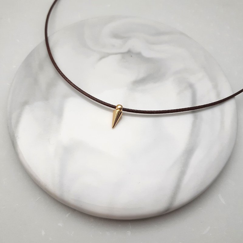 蝋スレッドネックレス小さな千枚通しプレーンシンプルな蝋ロープ細い糸 - ネックレス・ショート - 金属 ゴールド