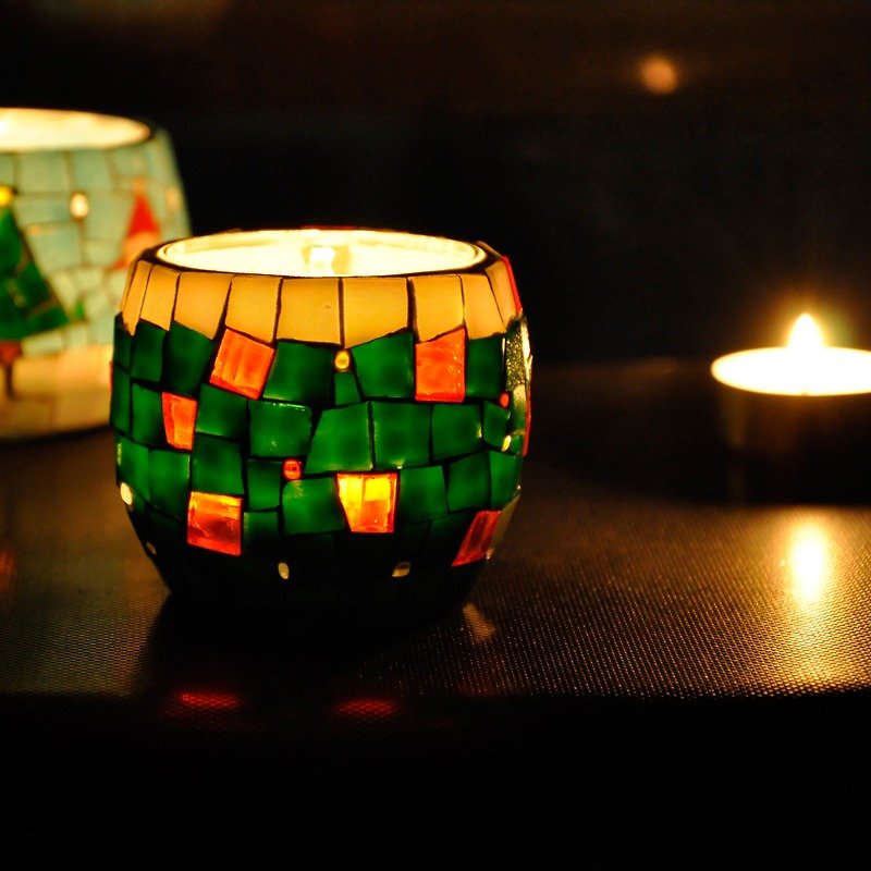 Christmas color / handmade mosaic candlestick christmas gift - Candles & Candle Holders - Glass 