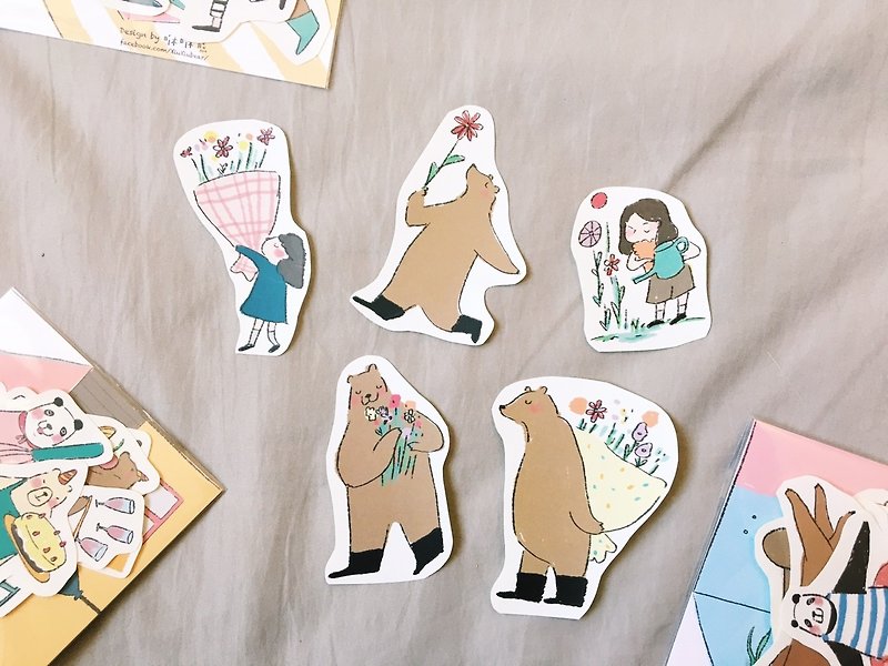 Xiu Xiu bear / to you - the 2017 feel good matte sticker pack into 5 - สติกเกอร์ - กระดาษ 