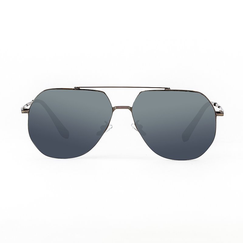 Iron gray classic aviator square sunglasses ∣UV400 sunglasses - แว่นกันแดด - โลหะ สีเทา
