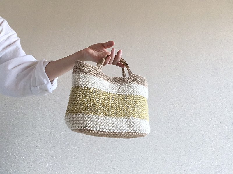 Hemp string bag mini Mimosa - Handbags & Totes - Cotton & Hemp Yellow