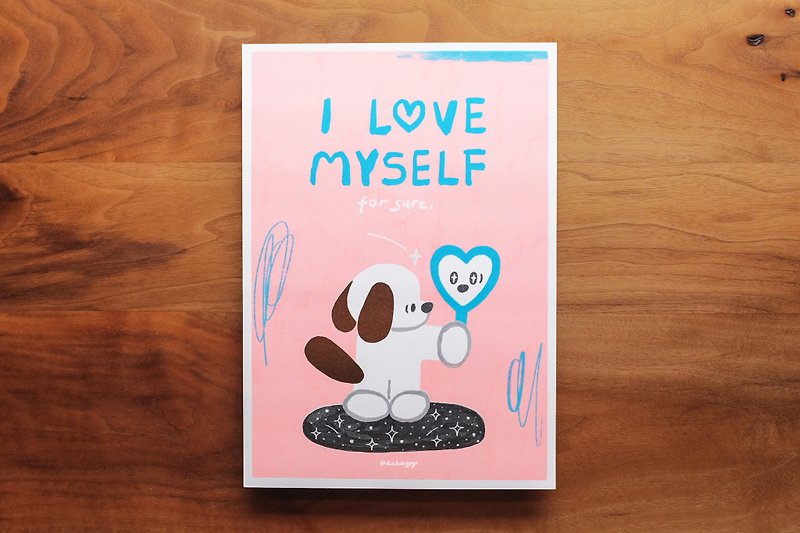 | I love myself for sure. |A4 Risograph Poster - Posters - Paper Pink