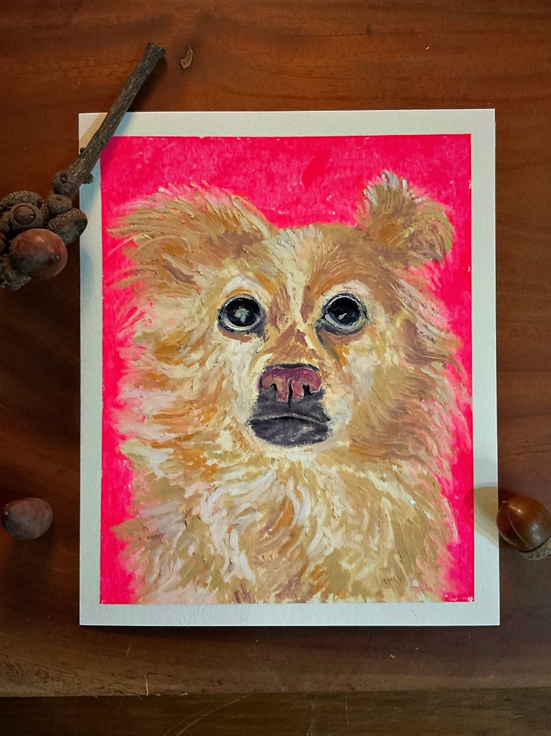 客製化 | 寵物肖像畫 | 油粉彩畫 - 似顏繪/人像畫 - 紙 多色